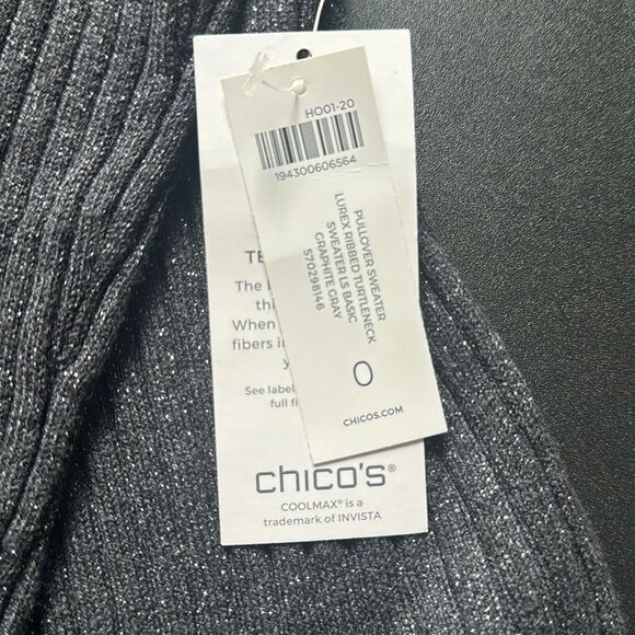 Chicos lurex sweater nwt size 0 graphite grey - Picture 3 of 5